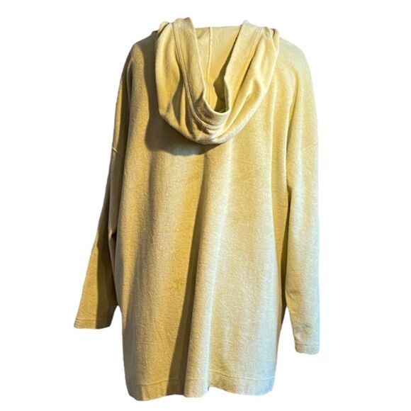 0821 Ellen Tracey French Terry V Neck Hoodie Chartreuse 100% Cotton Size M New - Picture 3 of 10